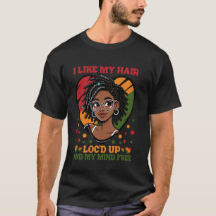 T-shirt J'aime mes cheveux noués et mon esprit libre Noir