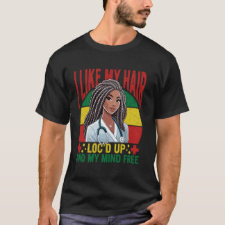T-shirt J'aime mes cheveux noués et mon esprit libre Noir