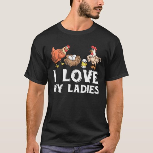T-shirt J'Aime Mes Dames Agricultrice D'Oiseaux Hen Rooste (Devant)
