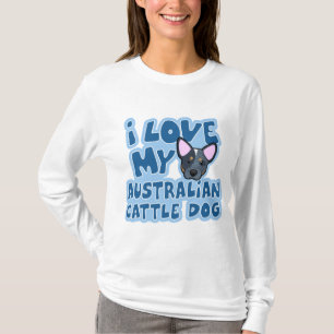 T-shirt J'aime mes dames australiennes de chien de bétail