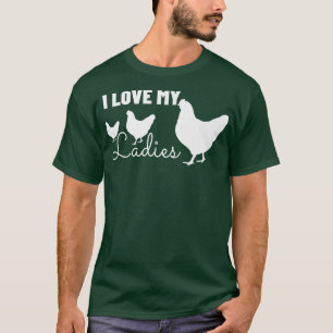 T-shirt J'Aime Mes Dames Jardin Poulets Amoureux Drôle Loi