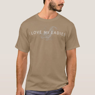 T-shirt J'Aime Mes Dames Jardin Poulets Amoureux Drôle Loi