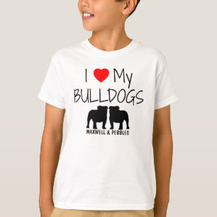 T-shirt J'Aime Mes Deux Bulldogs