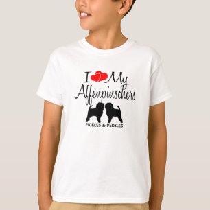 T-shirt J'aime mes deux chiens d'Affenpinscher