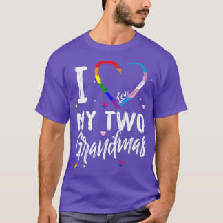T-shirt J'aime mes deux grand-mères lesbiennes LGBTQ Rainb