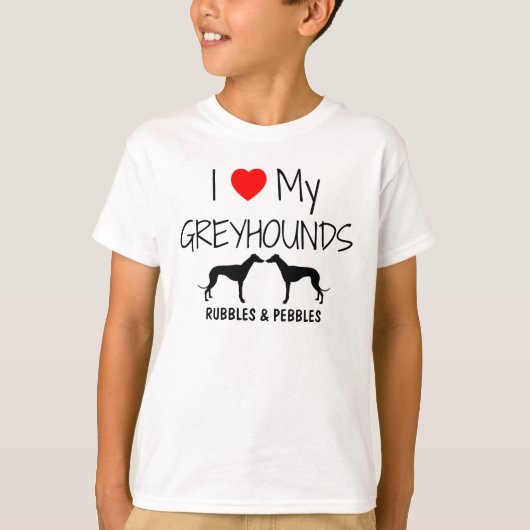 T-shirt J'Aime Mes Deux Greyhounds (Devant)