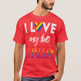 T-shirt J'aime mes deux mamans LGBT Pride Mères gays lesbi