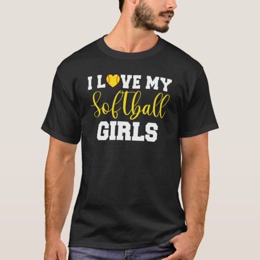 T-shirt J'aime mes filles de softball (Devant)