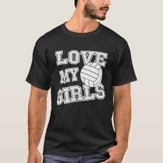 T-shirt J'Aime Mes Filles Volleyball Pour Les Entraîneurs