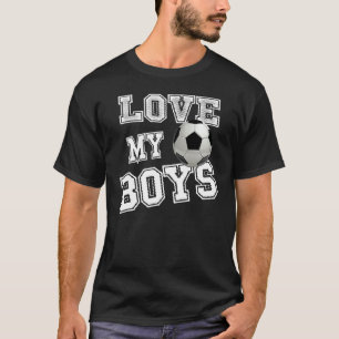 T-shirt J'Aime Mes Garçons Football Pour Maman Soccer Mama