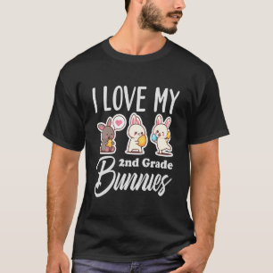 T-shirt J'aime mes lapins de 2e année mignonne Teac de 2e