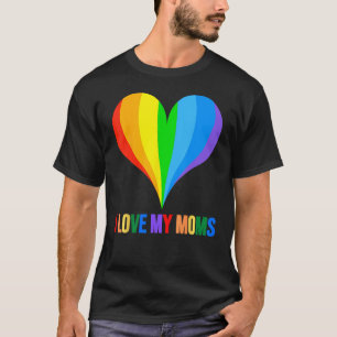 T-shirt J'Aime Mes Moms Ouvertement Gay Lesbian Rainbow Fi