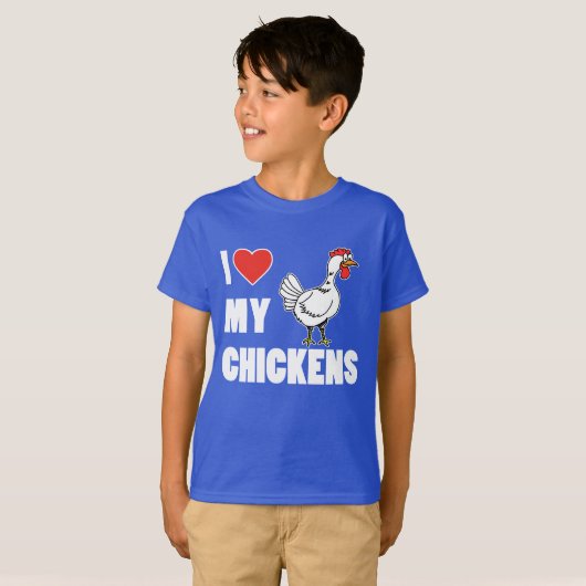 T-shirt J'aime mes poulets (l'obscurité d'enfants) (Devant entier)
