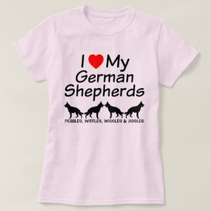 T-shirt J'Aime Mes QUATRE Bergers Allemands