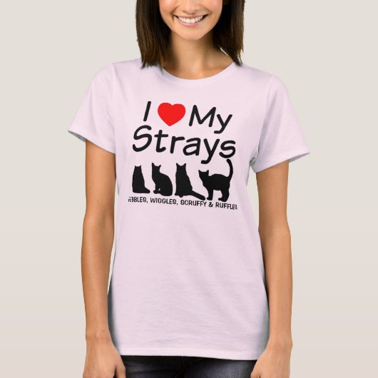 T-shirt J'aime mes quatre chats errants (Devant)