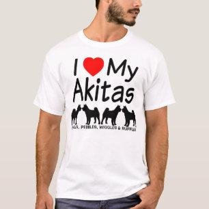 T-shirt J'Aime Mes QUATRE Chiens Akita