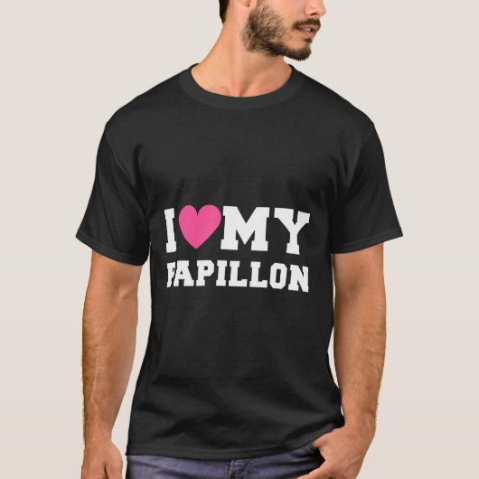 T-shirt J'Aime Mes Races De Chiens Papillon (Devant)