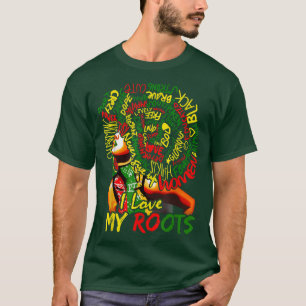 T-shirt J'Aime Mes Racines Noir Puissant Histoire Mois Fie