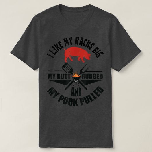 T-shirt J'Aime Mes Racks Big My Butbed BBQ Pig Pork (Design devant)