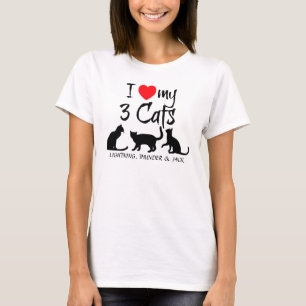 T-shirt J'aime mes trois chats