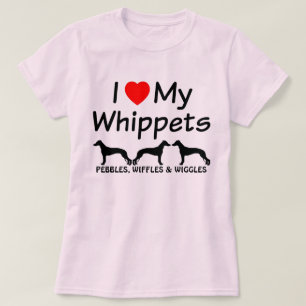T-shirt J'Aime Mes TROIS Chiens Whippet