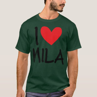 T-shirt J'aime Mila Nom Personnalisé Fille Femme BFF Amie