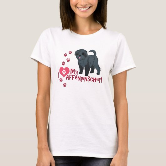 T-shirt J'Aime Mon Affenpinscher ! (Devant)