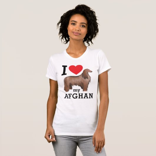 T-shirt J'aime mon afghan (Devant entier)