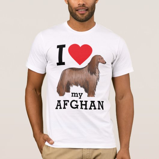 T-shirt J'aime mon afghan (Devant)