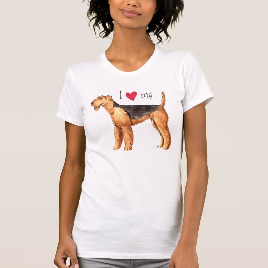 T-shirt J'aime mon Airedale (Devant)