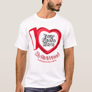 T-shirt J'aime Mon ami Coeur Photo Valentines rouge