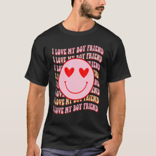 T-shirt J'aime mon ami garçon Happy Face Heart For Women