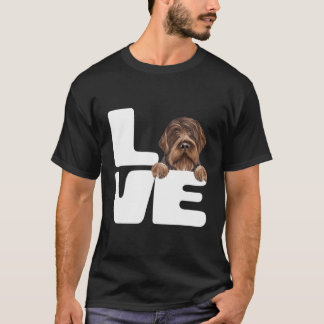 T-shirt J'Aime Mon Amoureux des chiens À poils durs Pointi
