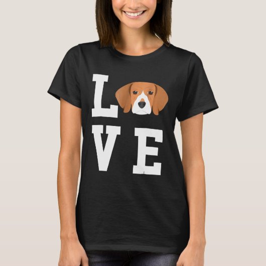 T-shirt J'aime mon Amoureux des chiens Beagle de chien (Devant)
