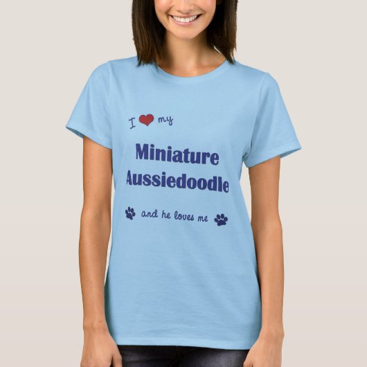 T-shirt J'aime mon Aussiedoodle miniature (le chien (Devant)