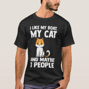 T-shirt J'aime mon bateau, mon chat et peut-être 3 animaux