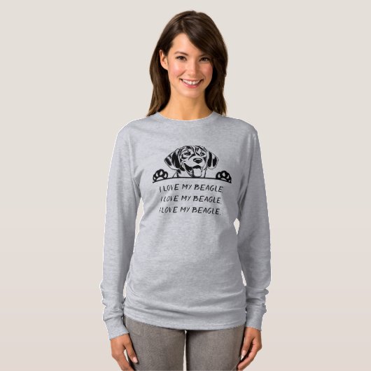 T-shirt J'aime mon beagle. (Devant entier)