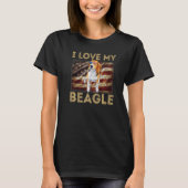 T-shirt J'aime mon Beagle papa maman américain Drapeau Wei (Devant)
