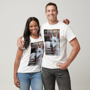 T-shirt J'Aime Mon Berger Blanc Allemand