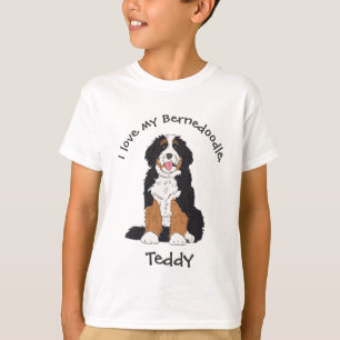 T-shirt J'aime mon Bernedoodle personnalisé avec nom