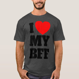 T-shirt J'aime mon BFF Red Heart Meilleur Ami Pour toujour