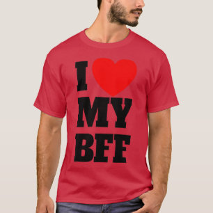 T-shirt J'aime mon BFF Red Heart Meilleur Ami Pour toujour