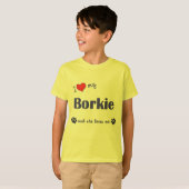 T-shirt J'aime mon Borkie (le chien femelle) (Devant entier)