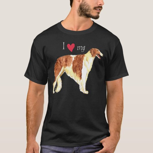 T-shirt J'aime mon Borzoi (Devant)
