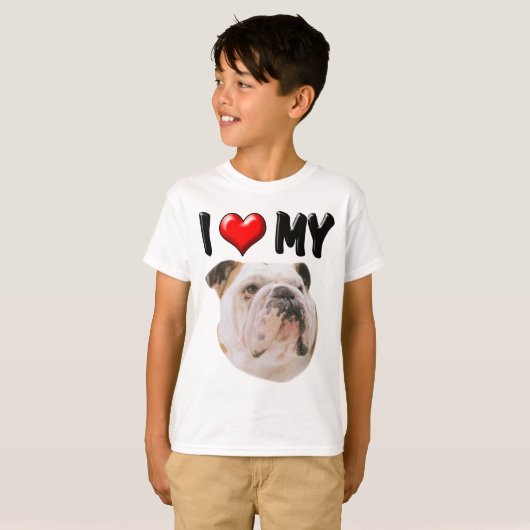T-shirt J'aime mon bouledogue (Devant entier)