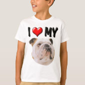 T-shirt J'aime mon bouledogue (Devant)
