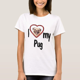 T-shirt J'aime mon Bouledogue - Cadre Photo Cœur Rouge Mig