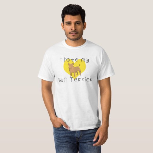 T-shirt j'aime mon bull terrier (Devant entier)