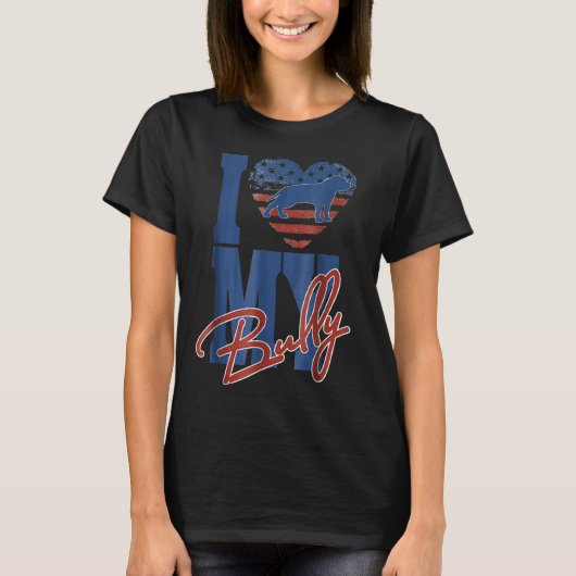 T-shirt J'Aime Mon Bully American Bully Pit Bull (Devant)