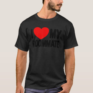T-shirt J'Aime Mon Camarade De Chambre Coeur Rouge J'Aime